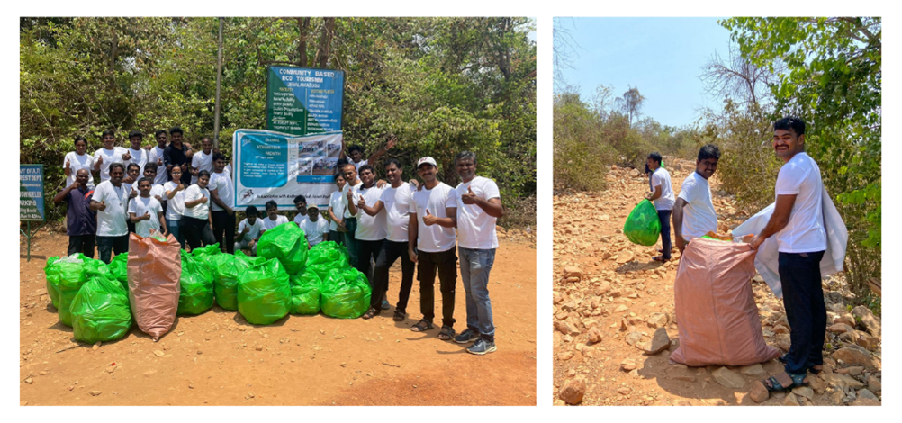 Ball employees in India clean up trash in the Andhra Pradesh Forest.