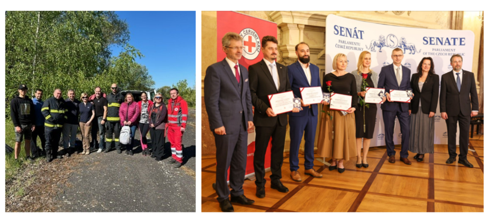 The Velim Ball team receives the silver "thank you" medal from the Czech Senate and Czech Red Cross.